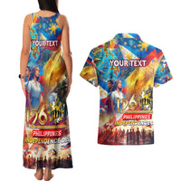 Custom The Philippines 126th Independence Anniversary Couples Matching Tank Maxi Dress and Hawaiian Shirt Art Style - Polynesian Pride