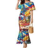 Custom The Philippines 126th Independence Anniversary Family Matching Mermaid Dress and Hawaiian Shirt Art Style - Polynesian Pride