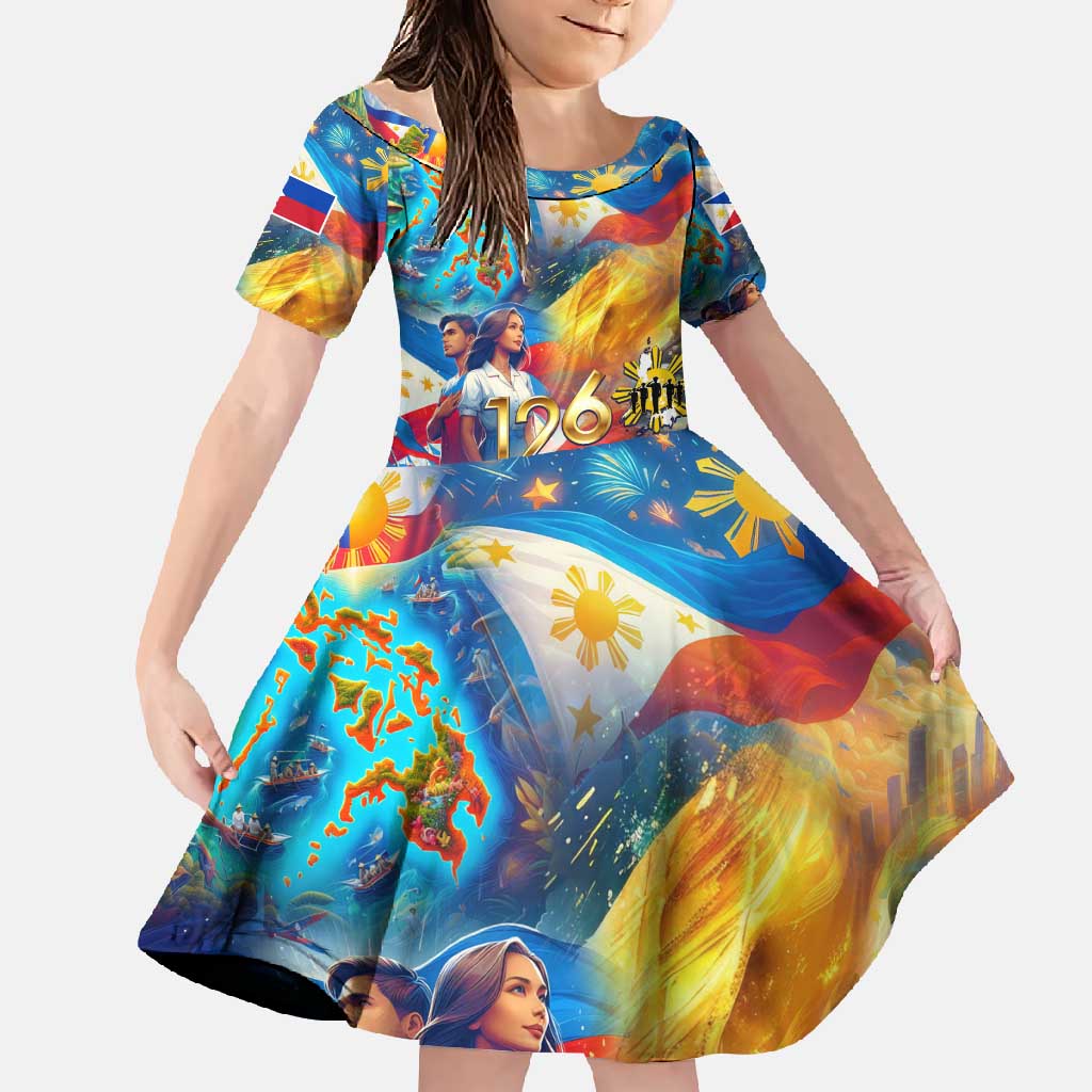 Custom The Philippines 126th Independence Anniversary Family Matching Tank Maxi Dress and Hawaiian Shirt Art Style - Polynesian Pride