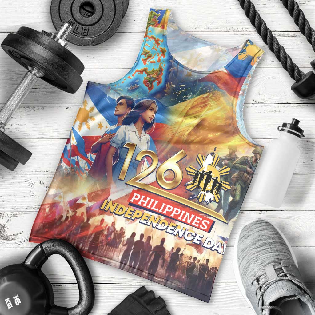 Custom The Philippines 126th Independence Anniversary Men Tank Top Art Style - Polynesian Pride