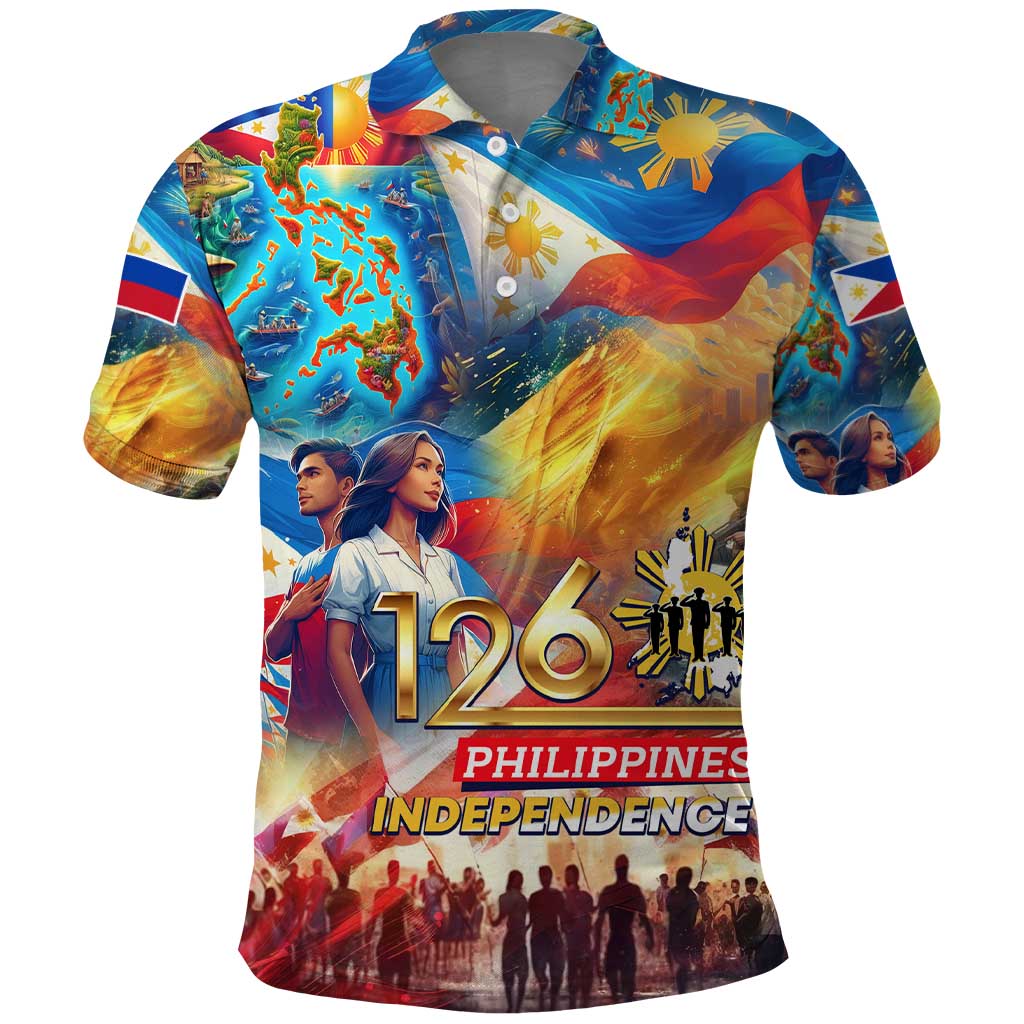 Custom The Philippines 126th Independence Anniversary Polo Shirt Art Style - Polynesian Pride