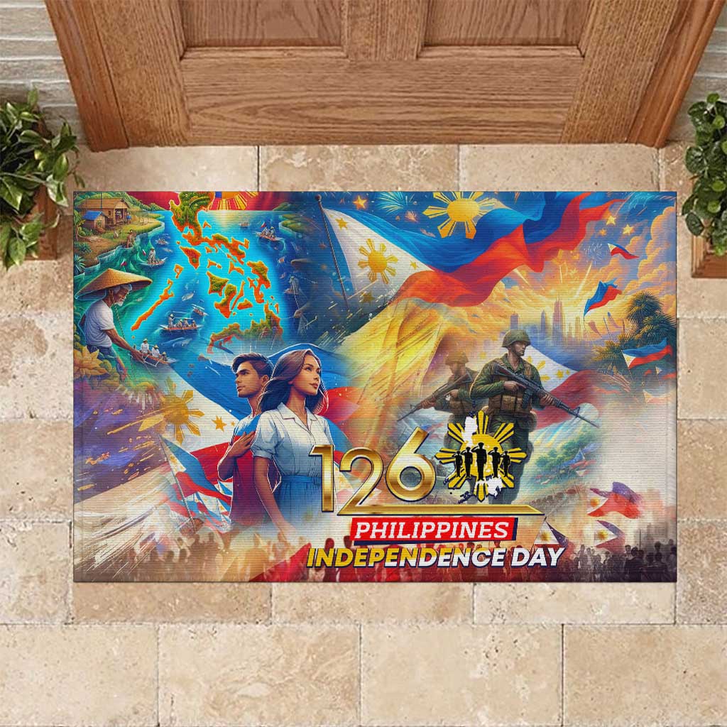 The Philippines 126th Independence Anniversary Rubber Doormat Art Style - Polynesian Pride