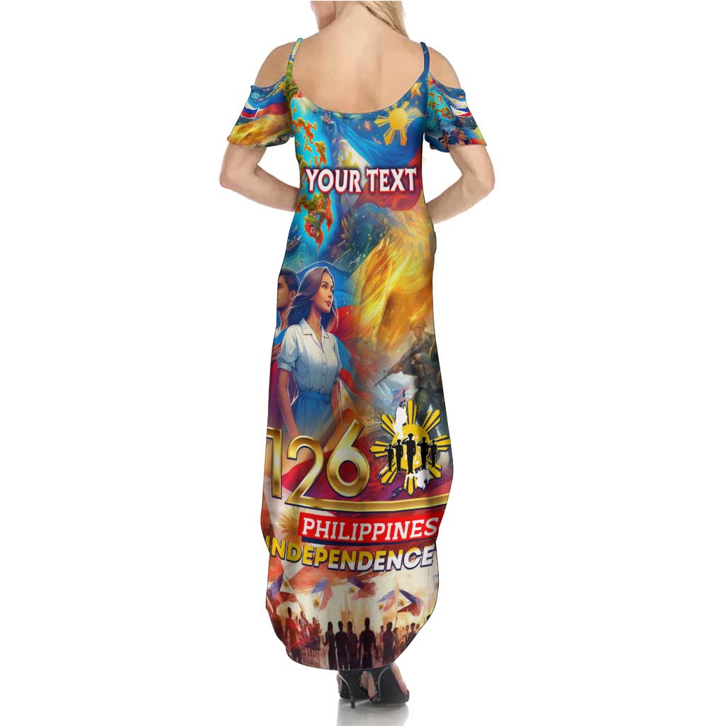 Custom The Philippines 126th Independence Anniversary Summer Maxi Dress Art Style - Polynesian Pride