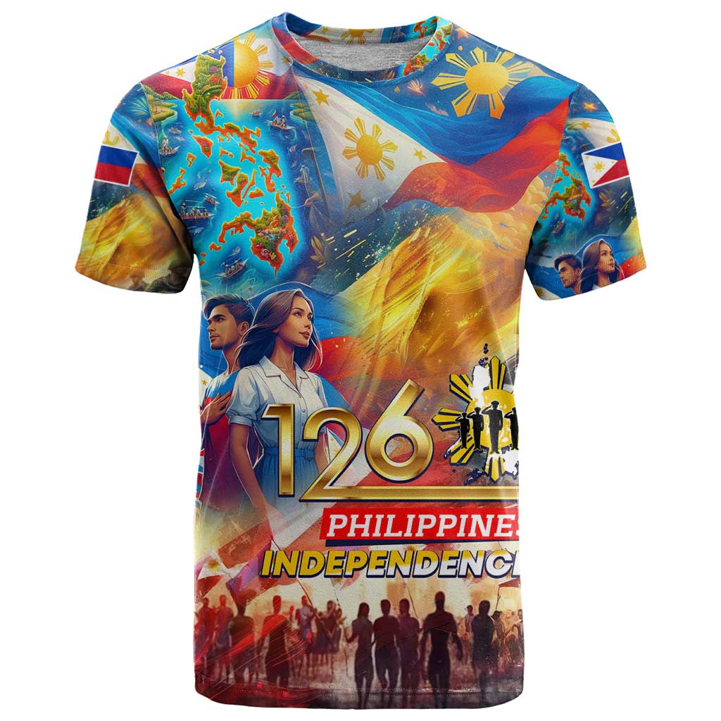 Custom The Philippines 126th Independence Anniversary T Shirt Art Style - Polynesian Pride