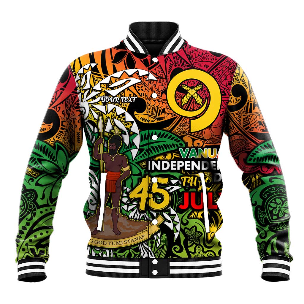 Personalized Vanuatu 45th Independence Anniversary Baseball Jacket Melanesian Pattern Reggae DT02 Unisex Art - Polynesian Pride