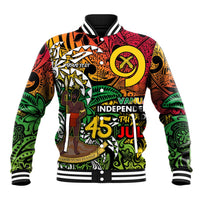 Personalized Vanuatu 45th Independence Anniversary Baseball Jacket Melanesian Pattern Reggae DT02 Unisex Art - Polynesian Pride