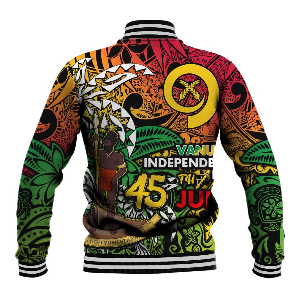 Personalized Vanuatu 45th Independence Anniversary Baseball Jacket Melanesian Pattern Reggae DT02 - Polynesian Pride