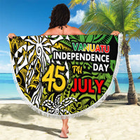 Personalized Vanuatu 45th Independence Anniversary Beach Blanket Melanesian Pattern Reggae DT02 - Polynesian Pride