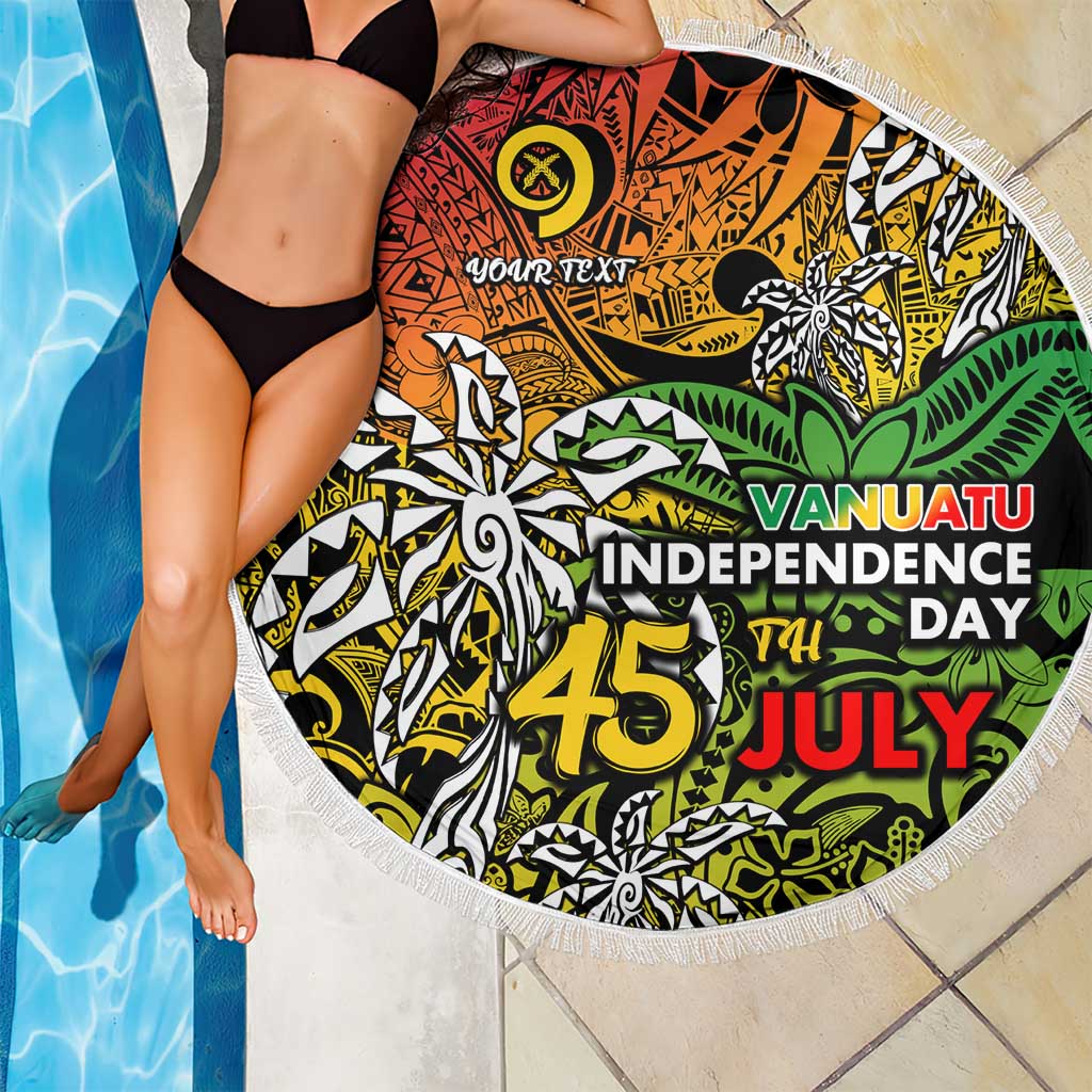 Personalized Vanuatu 45th Independence Anniversary Beach Blanket Melanesian Pattern Reggae DT02 - Polynesian Pride
