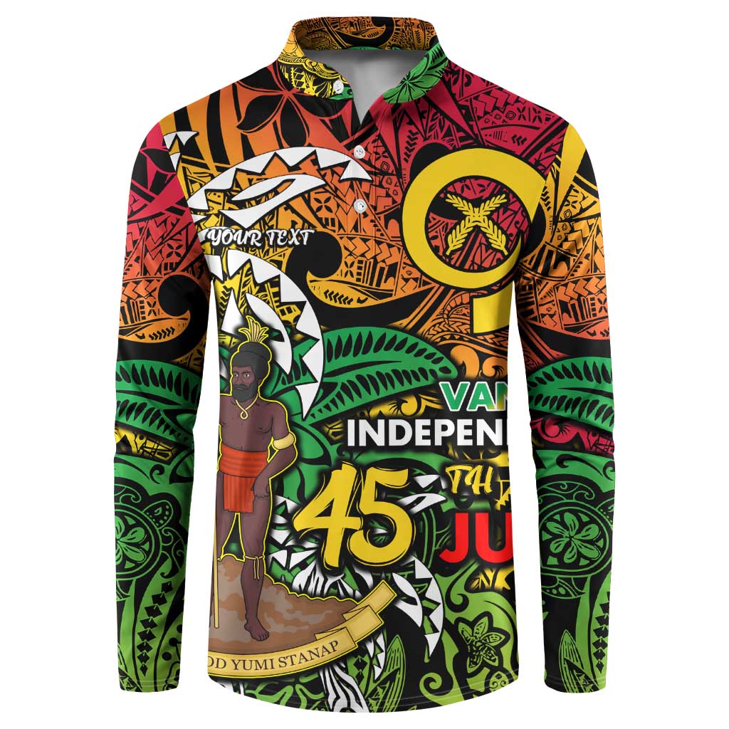 Personalized Vanuatu 45th Independence Anniversary Button Sweatshirt Melanesian Pattern Reggae DT02 Art - Polynesian Pride