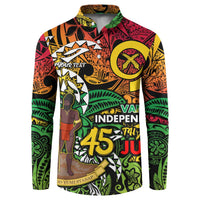 Personalized Vanuatu 45th Independence Anniversary Button Sweatshirt Melanesian Pattern Reggae DT02 Art - Polynesian Pride