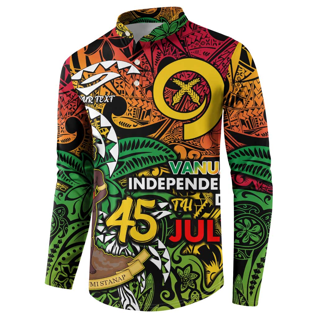 Personalized Vanuatu 45th Independence Anniversary Button Sweatshirt Melanesian Pattern Reggae DT02 - Polynesian Pride