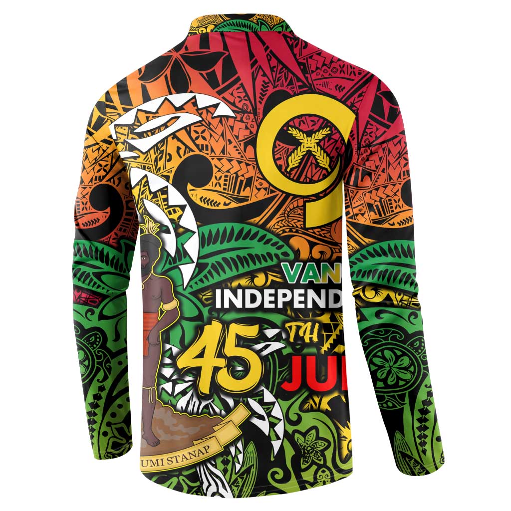 Personalized Vanuatu 45th Independence Anniversary Button Sweatshirt Melanesian Pattern Reggae DT02 - Polynesian Pride