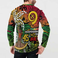Personalized Vanuatu 45th Independence Anniversary Button Sweatshirt Melanesian Pattern Reggae DT02 - Polynesian Pride