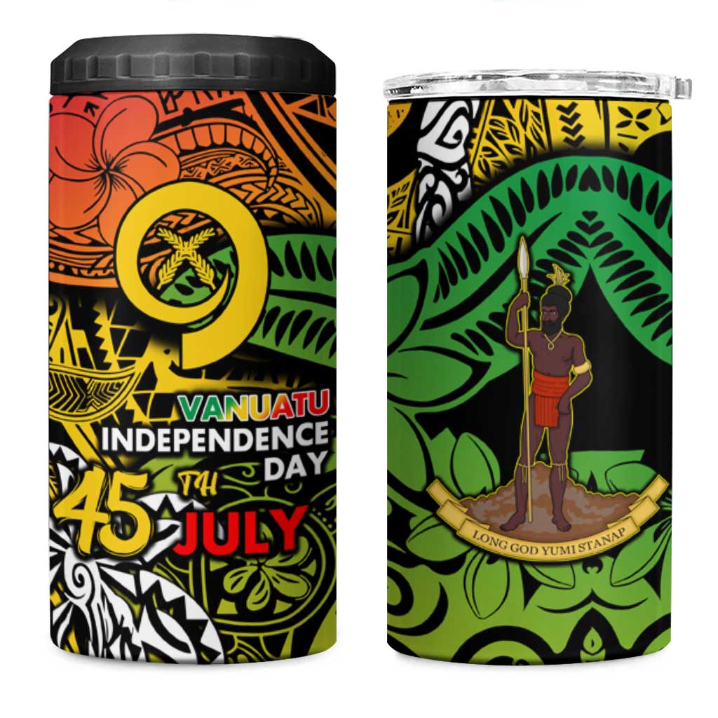 Vanuatu 45th Independence Anniversary 4 in 1 Can Cooler Tumbler Melanesian Pattern Reggae DT02 One Size: 16 oz Art - Polynesian Pride