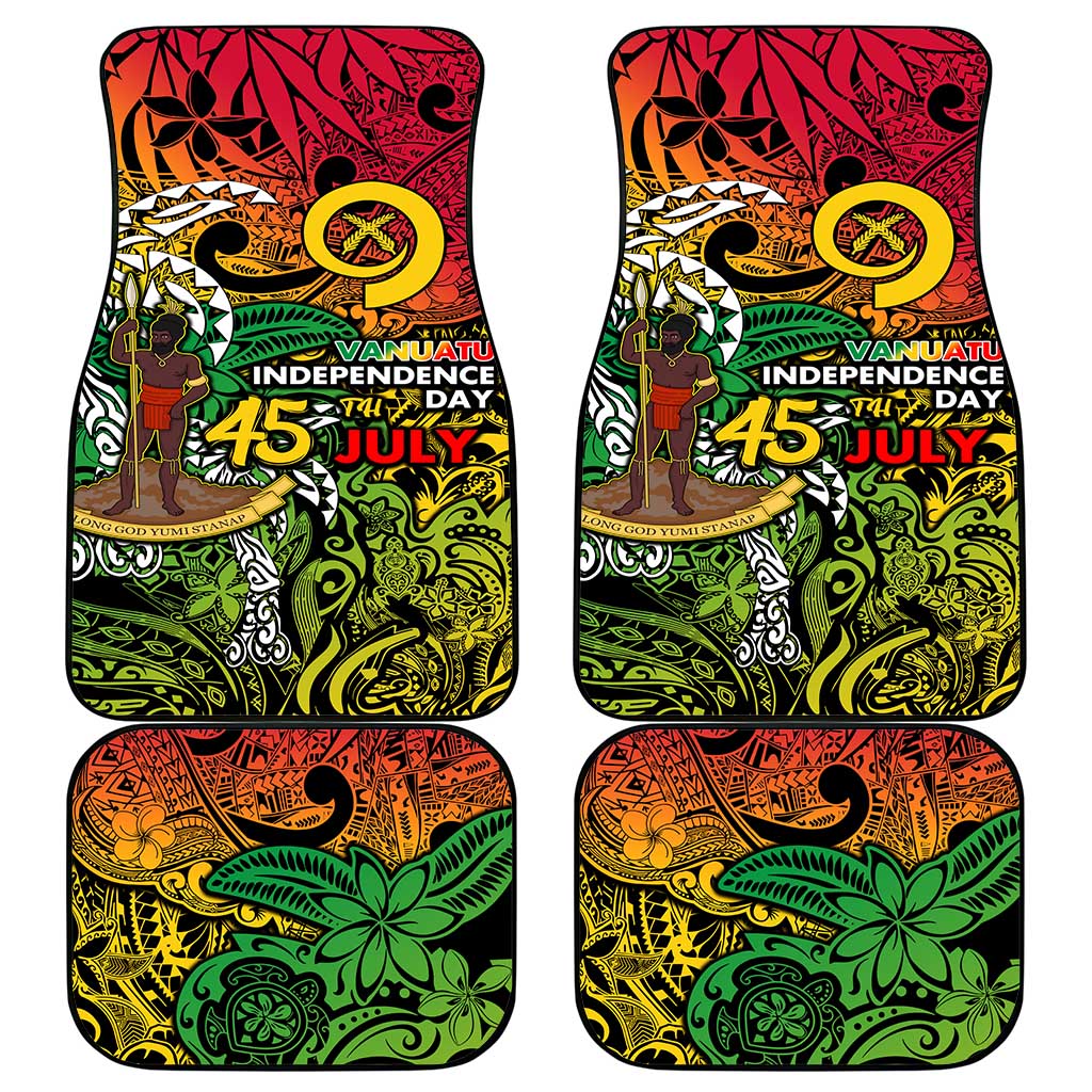 Personalized Vanuatu 45th Independence Anniversary Car Mats Melanesian Pattern Reggae DT02 - Polynesian Pride
