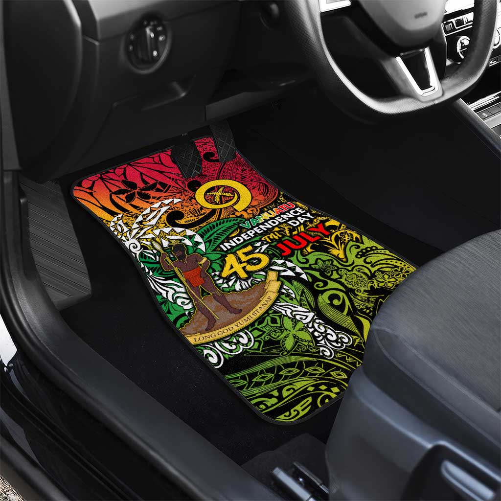 Personalized Vanuatu 45th Independence Anniversary Car Mats Melanesian Pattern Reggae DT02 - Polynesian Pride