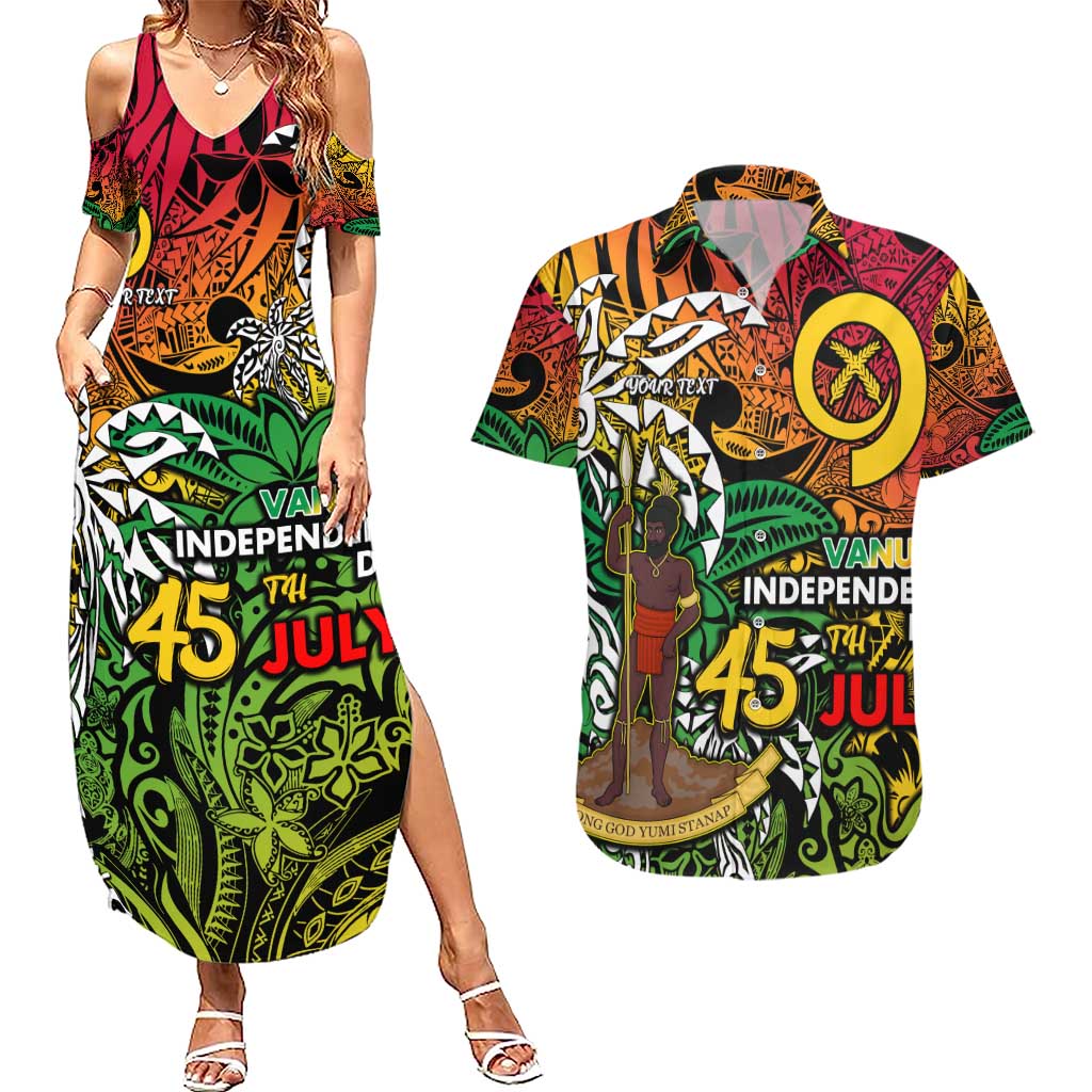 Personalized Vanuatu 45th Independence Anniversary Couples Matching Summer Maxi Dress and Hawaiian Shirt Melanesian Pattern Reggae DT02 Art - Polynesian Pride