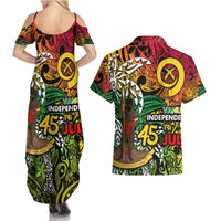 Personalized Vanuatu 45th Independence Anniversary Couples Matching Summer Maxi Dress and Hawaiian Shirt Melanesian Pattern Reggae DT02 - Polynesian Pride