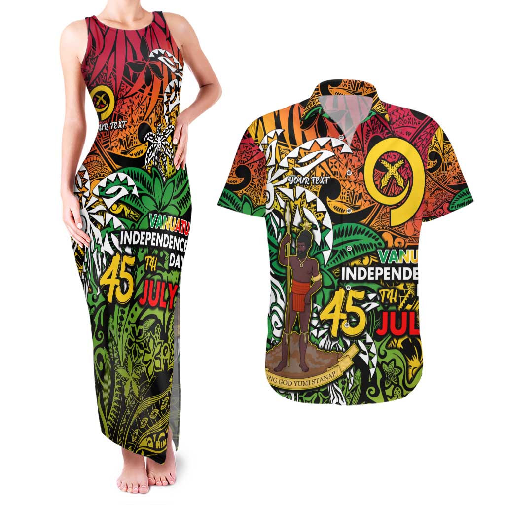 Personalized Vanuatu 45th Independence Anniversary Couples Matching Tank Maxi Dress and Hawaiian Shirt Melanesian Pattern Reggae DT02 Art - Polynesian Pride