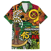 Personalized Vanuatu 45th Independence Anniversary Family Matching Off Shoulder Maxi Dress and Hawaiian Shirt Melanesian Pattern Reggae - Polynesian Pride