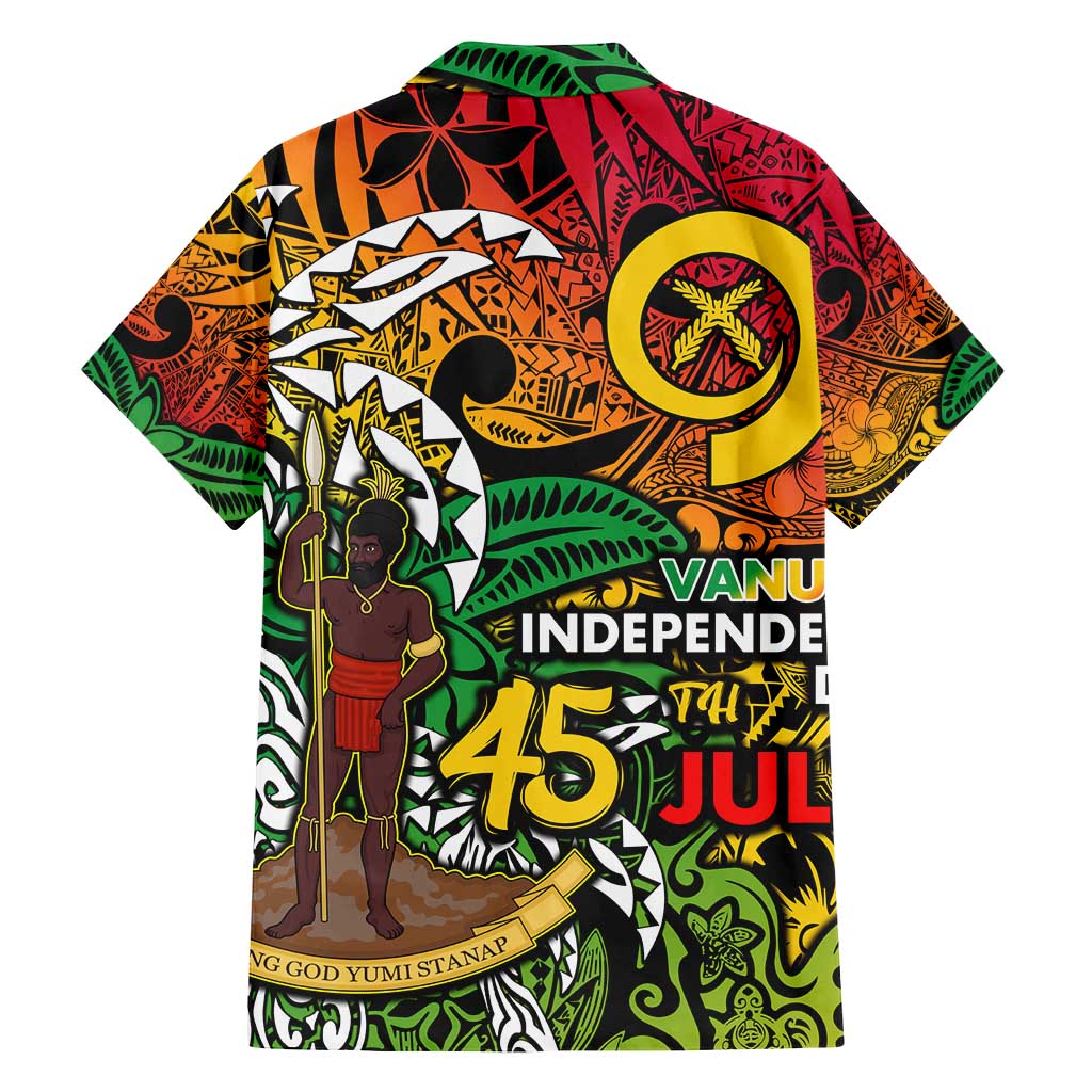Personalized Vanuatu 45th Independence Anniversary Family Matching Off Shoulder Maxi Dress and Hawaiian Shirt Melanesian Pattern Reggae - Polynesian Pride