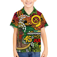 Personalized Vanuatu 45th Independence Anniversary Family Matching Off Shoulder Short Dress and Hawaiian Shirt Melanesian Pattern Reggae DT02 Son's Shirt Art - Polynesian Pride