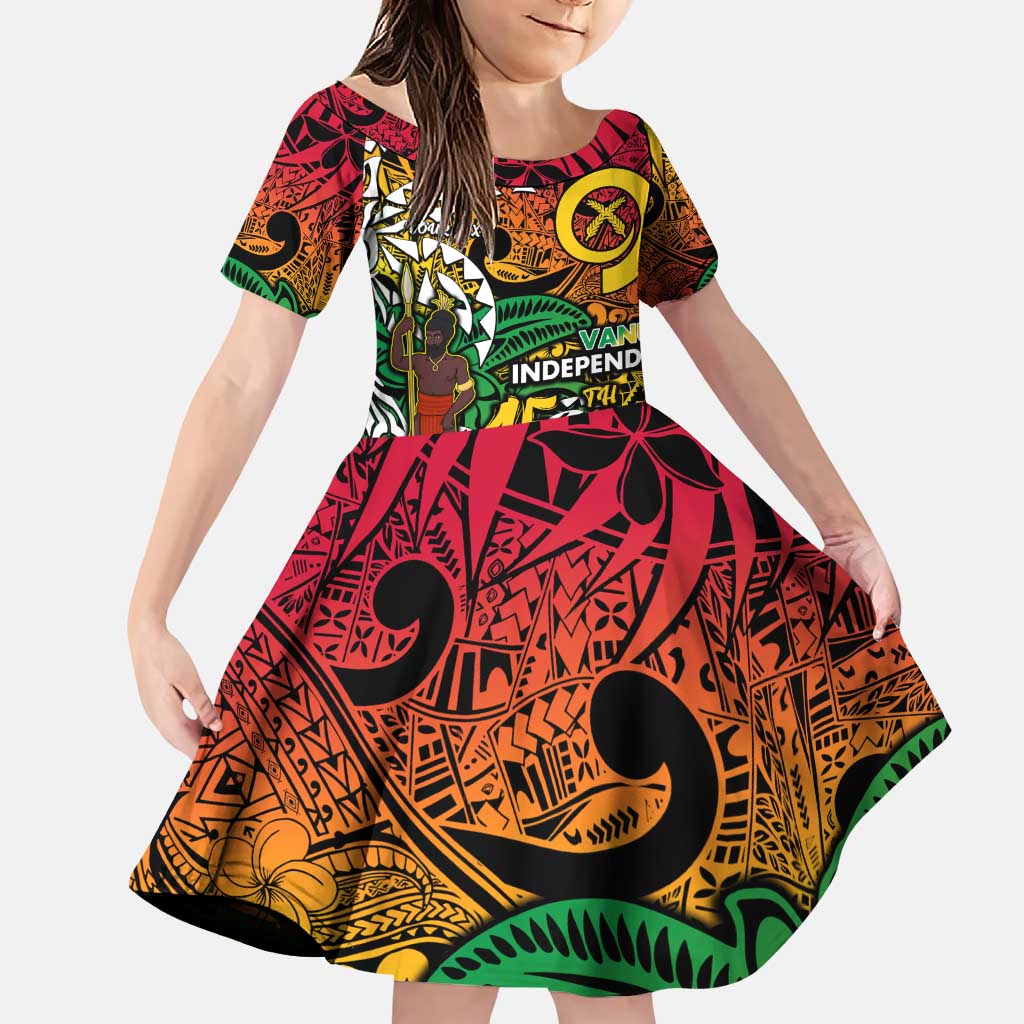 Personalized Vanuatu 45th Independence Anniversary Family Matching Puletasi and Hawaiian Shirt Melanesian Pattern Reggae DT02 Daughter's Dress Art - Polynesian Pride