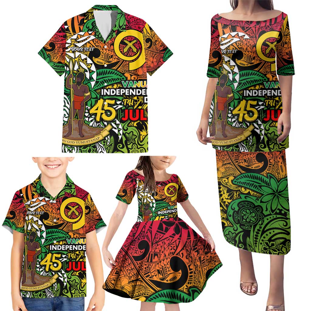 Personalized Vanuatu 45th Independence Anniversary Family Matching Puletasi and Hawaiian Shirt Melanesian Pattern Reggae DT02 - Polynesian Pride