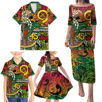 Personalized Vanuatu 45th Independence Anniversary Family Matching Puletasi and Hawaiian Shirt Melanesian Pattern Reggae DT02 - Polynesian Pride