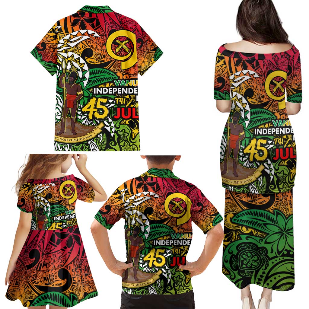 Personalized Vanuatu 45th Independence Anniversary Family Matching Puletasi and Hawaiian Shirt Melanesian Pattern Reggae DT02 - Polynesian Pride