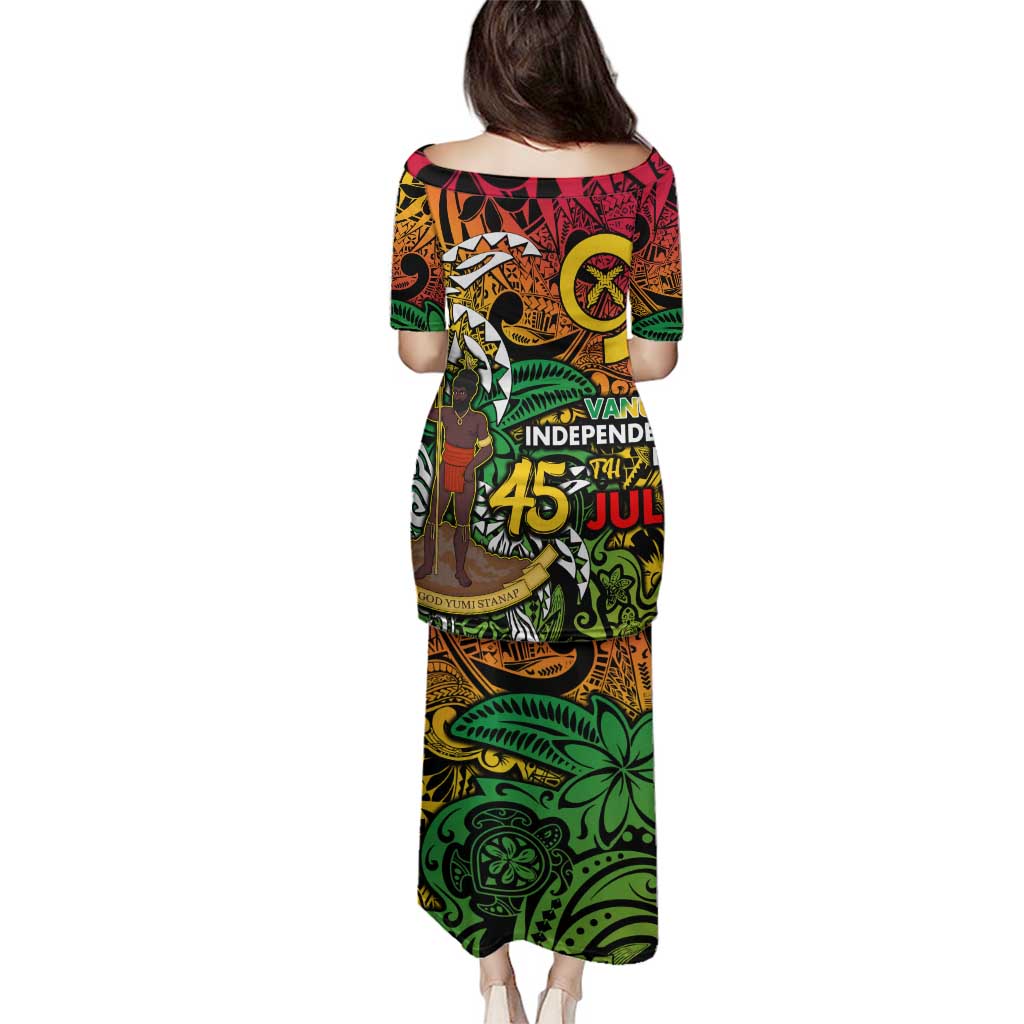 Personalized Vanuatu 45th Independence Anniversary Family Matching Puletasi and Hawaiian Shirt Melanesian Pattern Reggae DT02 - Polynesian Pride