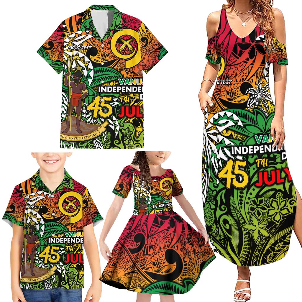 Personalized Vanuatu 45th Independence Anniversary Family Matching Summer Maxi Dress and Hawaiian Shirt Melanesian Pattern Reggae DT02 - Polynesian Pride
