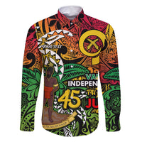 Personalized Vanuatu 45th Independence Anniversary Family Matching Summer Maxi Dress and Hawaiian Shirt Melanesian Pattern Reggae DT02 Dad's Shirt - Long Sleeve Art - Polynesian Pride