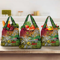 Personalized Vanuatu 45th Independence Anniversary Grocery Bag Melanesian Pattern Reggae - Polynesian Pride