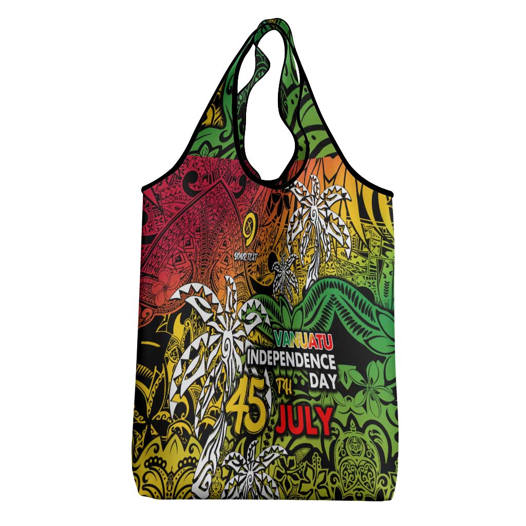 Personalized Vanuatu 45th Independence Anniversary Grocery Bag Melanesian Pattern Reggae - Polynesian Pride