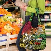 Personalized Vanuatu 45th Independence Anniversary Grocery Bag Melanesian Pattern Reggae - Polynesian Pride