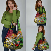 Personalized Vanuatu 45th Independence Anniversary Grocery Bag Melanesian Pattern Reggae - Polynesian Pride