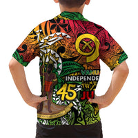 Personalized Vanuatu 45th Independence Anniversary Kid Hawaiian Shirt Melanesian Pattern Reggae - Polynesian Pride