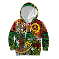 Personalized Vanuatu 45th Independence Anniversary Kid Hoodie Melanesian Pattern Reggae - Polynesian Pride