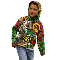Personalized Vanuatu 45th Independence Anniversary Kid Hoodie Melanesian Pattern Reggae - Polynesian Pride