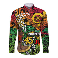 Personalized Vanuatu 45th Independence Anniversary Long Sleeve Button Shirt Melanesian Pattern Reggae DT02 Unisex Art - Polynesian Pride