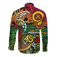 Personalized Vanuatu 45th Independence Anniversary Long Sleeve Button Shirt Melanesian Pattern Reggae DT02 - Polynesian Pride