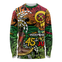 Personalized Vanuatu 45th Independence Anniversary Long Sleeve Shirt Melanesian Pattern Reggae DT02 Unisex Art - Polynesian Pride