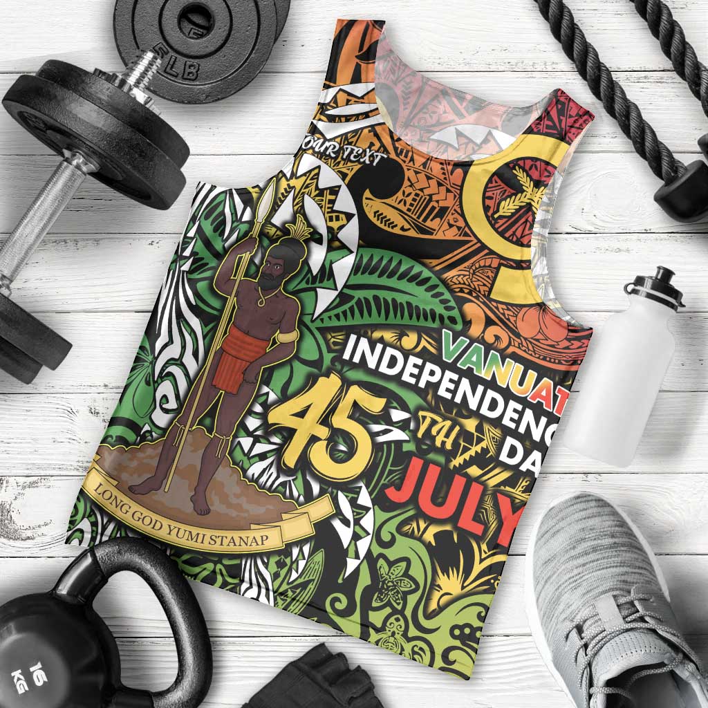 Personalized Vanuatu 45th Independence Anniversary Men Tank Top Melanesian Pattern Reggae DT02 - Polynesian Pride
