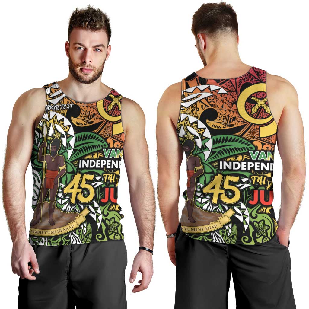 Personalized Vanuatu 45th Independence Anniversary Men Tank Top Melanesian Pattern Reggae DT02 - Polynesian Pride