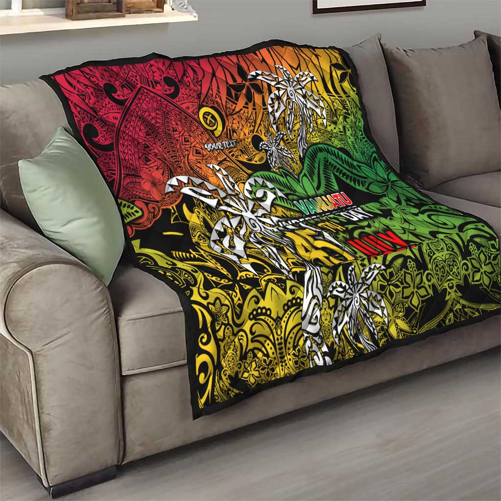 Personalized Vanuatu 45th Independence Anniversary Quilt Melanesian Pattern Reggae - Polynesian Pride