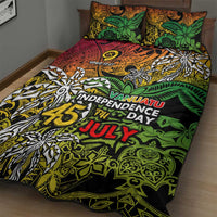 Personalized Vanuatu 45th Independence Anniversary Quilt Bed Set Melanesian Pattern Reggae - Polynesian Pride