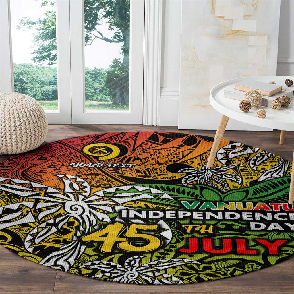 Personalized Vanuatu 45th Independence Anniversary Round Carpet Melanesian Pattern Reggae - Polynesian Pride