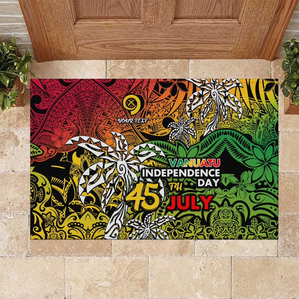 Personalized Vanuatu 45th Independence Anniversary Rubber Doormat Melanesian Pattern Reggae DT02 Art - Polynesian Pride